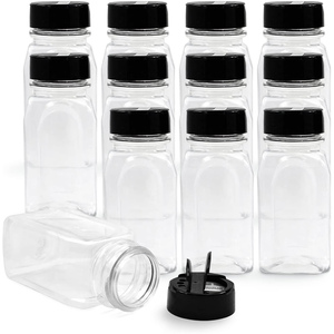 2oz Transparent Eco-Friendly Plastic Square Spice Jar with Lid Cute Small Spice Bottles in Box - Product Image 1