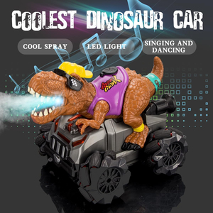 Voiture télécommandée dinosaure rechargeable avec lumières, musique et pulvérisation, véhicule électrique tout-terrain pour enfants, idéal pour l'intérieur et l'extérieur, cadeau d'anniversaire - Product Image 2