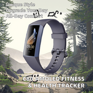 Pulsera Inteligente de Salud de <span class=keywords><strong>Alta</strong></span> Calidad C80 AMOLED con Podómetro, Monitor de Presión Arterial, Oxígeno y Frecuencia Cardíaca, Resistente al Agua IP67 - Product Image 2