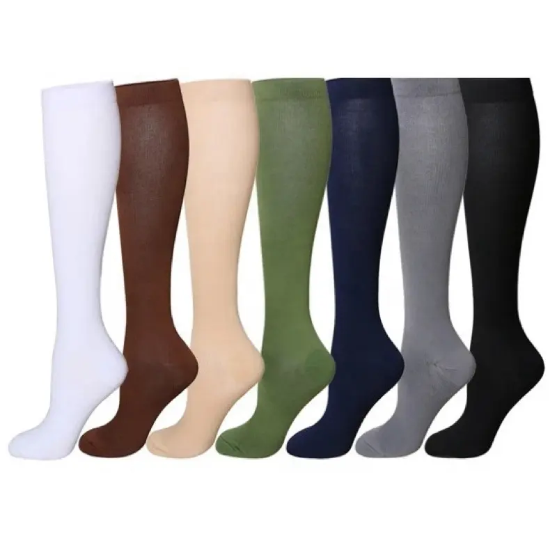 Solid Blank 20-30 mmHg Compression Socks for Men & Women Graduated Supports Socks for Soccer Running Nurses