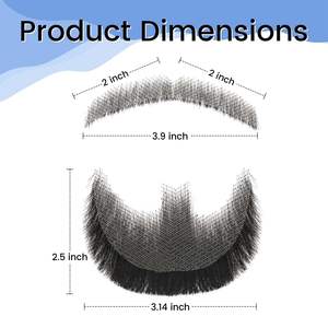 Barbe en cheveux humains, 100% faite à la main, dentelle douce invisible, fausse barbe hautement réaliste, noire, maquillage, cosplay - Product Image 2