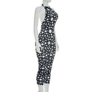 Viviblook D26JP077 Combinaison d'été pour femme, nouvelle combinaison décontractée à pois, dos nu, sans manches, à lacets, ajustée - Product Image 5