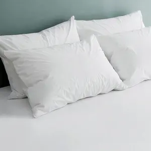 Funda de algodón suave para almohada de Hotel, 100% algodón, blanca, lisa, de lujo