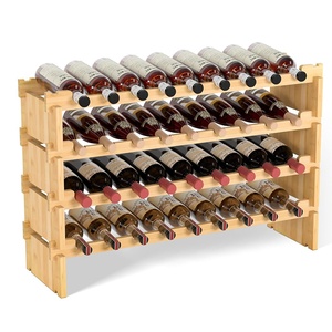 4-Tier 36-BOTTLE hiện đại tre Tủ lưu trữ rượu miễn phí đứng Stackable <span class=keywords><strong>Modular</strong></span> Giá rượu cho đồ nội thất nhà - Product Image 3