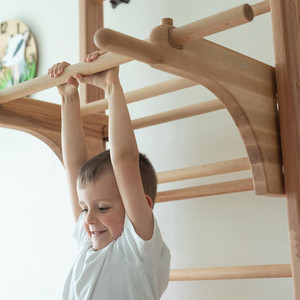 Thụy Điển thang tường gian hàng thanh cho trẻ em và người lớn, rắn sồi gỗ leo tường với có thể tháo rời pull-<span class=keywords><strong>up</strong></span> bar, dip Bar - Product Image 6