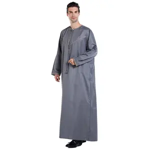 الرجال أكمام طويلة إسلامية رمضان جبة الشرق الأوسط العربية السعودية ياقة مستديرة ثوب مسلم