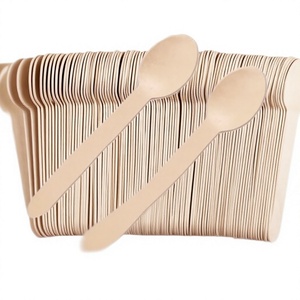 Ensemble de couverts jetables en bois de bouleau biodégradable et écologique, style classique, 16 cm 110 mm, sans danger pour les aliments, pour mariage, boîte blanche, cuillère, fourchette - Product Image 4