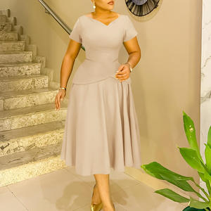 <span class=keywords><strong>Robe</strong></span> trapèze élégante à col <span class=keywords><strong>en</strong></span> V pour femme-Slim Fit <span class=keywords><strong>mi</strong></span>-<span class=keywords><strong>longue</strong></span> avec jupe <span class=keywords><strong>en</strong></span> <span class=keywords><strong>tulle</strong></span> fluide - Product Image 2