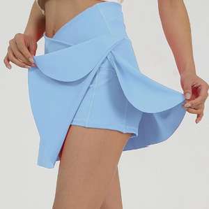 Falda DE TENIS plisada de cintura alta para mujer, faldas atléticas de Golf con logotipo frontal, pantalones cortos de entrenamiento fluidos para correr, bolsillos para deportes - Product Image 4