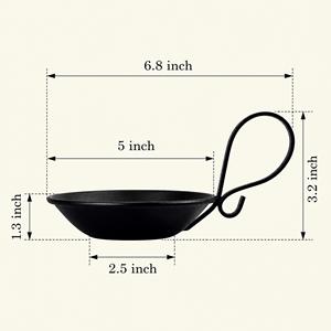 哑光黑色铁质许愿烛台，短/小号，柱状，带手柄和安全钉 - Product Image 3