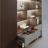 Bureau de direction minimaliste, mobilier de bureau moderne, design en forme de L, grande table d'ordinateur avec buffet intégré
