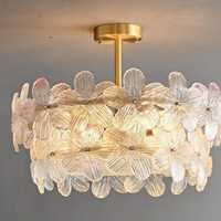 Magnifique Lustre LED en Verre Floral, Suspension Linéaire Ronde Moderne de Luxe pour Salle à Manger, Chambre, Salon, Hall d'Entrée