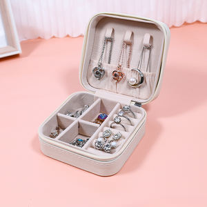 Cofanetto Portagioie da Viaggio Organizer Rigido Vintage con Cerniera in Velluto Blu Reale Personalizzato per Collane - Product Image 5