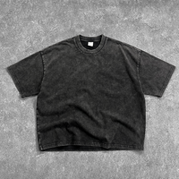 Kaos Pria YCAN Streetwear Longgar Model Crop Siluet Kotak dengan Efek Cuci Salju, Polos Lengan Pendek Katun Murni