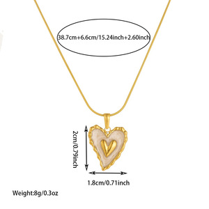 Gold Plated Heart Pendant Necklace Stainless Steel Snake Chain Minimalist Clavicle Jewelry Daily Wear Gift N4123 - Product Image 4