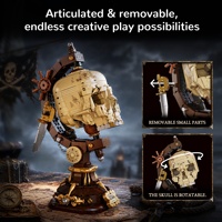 1003 Skull Globe 200+ pièces Blocs de construction Modèle de squelette de pirate et de la Terre Décoration de bureau d'Halloween Cadeau pour enfants de 6 ans et plus