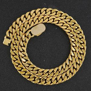 Cadena Cubana de Acero Inoxidable Chapada en Oro de 18k, Estilo Hip Hop, Resistente al Agua, Venta al por Mayor - Product Image 5