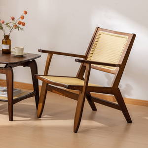 Sillón Individual de Madera Maciza Hecho a Mano, Estilo Wabi Sabi, Silla de Salón Minimalista, Silla de Descanso - Product Image 1