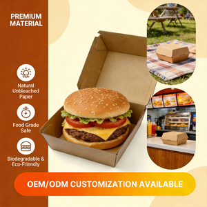 Caja de Papel Kraft Marrón para Hamburguesas con Tapa para Llevar, Envases de Alimentos Resistentes a la Grasa de Alta Calidad para Entrega a Domicilio - Product Image 5