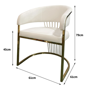 Golden Stainless Steel Black <b>White</b> Grey Velvet Dining Chair <b>Armchair</b> for Nail Salon Beauty Bar Event Wedding - Product Image 3