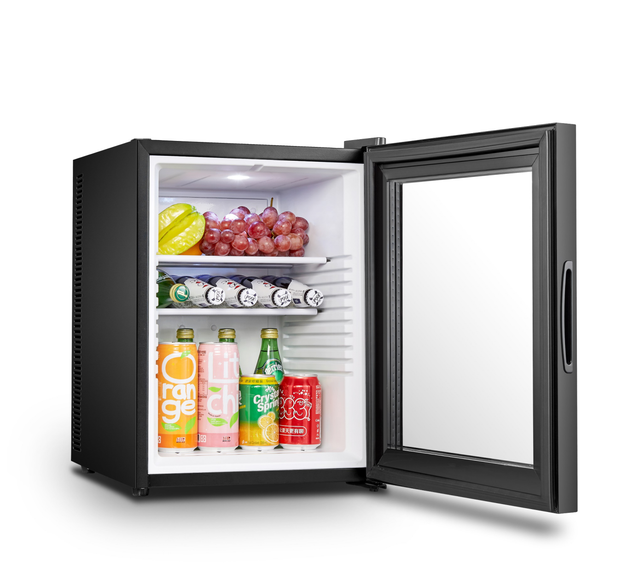 40 Liter Mini Bar Fridge with Glass Door Electric Portable Hotel Installation Cooling Freezer Absorption Function New Condition