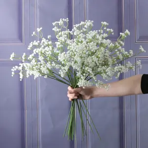 Simular a Respiração Do Bebê Plástico Macio Flores 80 Cabeças Brancas Flores Artificiais para Decoração de Casamento Artificial