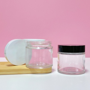 Eco-friendly Recycled Body Butter <b>Scrub</b> Cream Container 4oz 120g Clear Straight Side Glass Cream Jar with Lid - Product Image 1