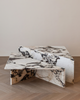 Ensemble de 2 tables basses triangulaires Calacatta Viola table basse qualité bas prix bon prix petite table basse