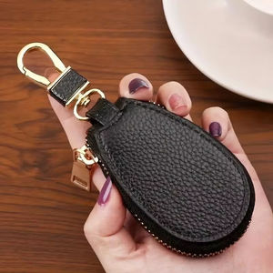 Porte-clés de voiture en gros pour femmes et couples, mini pochette zippée multifonctionnelle, simple, solide et classique pour clés de porte - Product Image 4