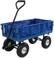 Chariot de jardin pliable en acier grillagé avec roues pour gazon, conception fermée pour outils, personnalisation OEM disponible
