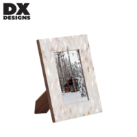 Bingkai Foto Meja Kayu DX Designs 4x6 5x7 8x10 Berhias Mutiara, Bingkai Gambar Dekoratif Geometris Berdiri Sendiri