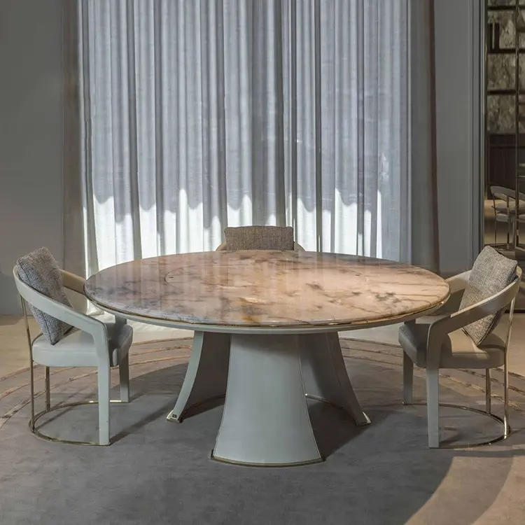 Juego de mesa de comedor de 10 plazas de alta calidad clásica de lujo moderno comedor mesas de comedor superiores de mármol