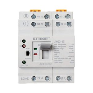Eettroit ATS สวิตช์ถ่ายโอนอัตโนมัติ, 4P 4M แหล่งจ่ายไฟคู่63A AC 400V IP20ได้รับการรับรอง IEC60947-6-1
