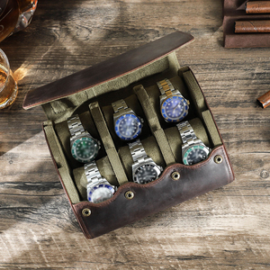 6スロットレザーウォッチトラベルケースロールヴィンテージエッグシェイプウォッチケースオーガナイザーラグジュアリーウォッチコレクションボックスCF1190 - Product Image 3
