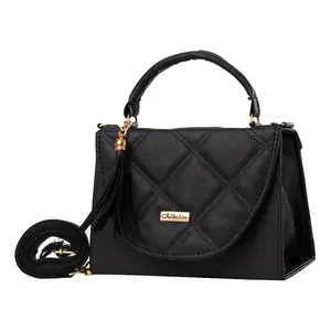 Bolso Bandolera Negro Acolchado para Mujer Daila, de Microfibra y Cuero Sintético, con Cierre de Cremallera, para Uso Diario en Todas las Temporadas - Product Image 1
