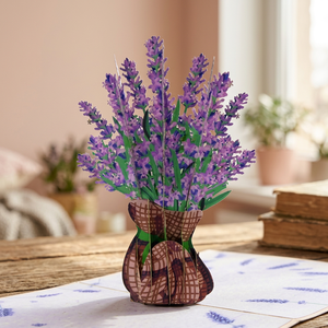 Tarjeta de Felicitación Hecha a Mano con Diseño de Ramo de Lavanda 3D, Artesanía de Papel Vietnamita, para el Día de San Valentín y Otras Ocasiones - Product Image 2