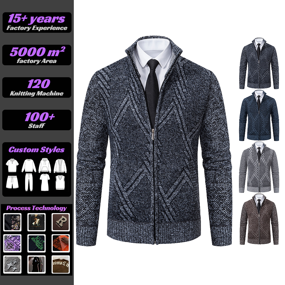 VSCOO Custom 3D Embroidered Chunky Knit Pullover Men Oversized Nylon/Cotton Long Sleeve Breathable Autumn Front Streetwear OEM
