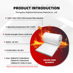 Couverture en laine de fibre céramique alumine-silice haute pureté 1260, vente en gros d'usine, 1430 ° C 128 kg/m³ pour four de forgeage et de traitement thermique - Product Image 3