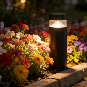 Высококачественный садовый декоративный светильник: регулируемый светодиодный фонарь-столбик с теплым светом, круглый прожектор для наружного освещения - Product Image 3