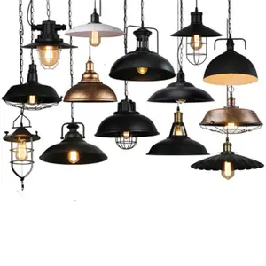 Retro Industrial Style Metal Ceiling Hanging Lamp,Wrought iron Vintage Pendant Lighting Loft pot cover chain chandelier