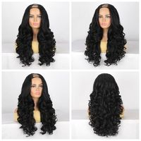 Perruque synthétique sans colle, 24 pouces, Yaki longue et bouclée, demi-perruque, résistante à la chaleur, fibre de haute température européenne et américaine