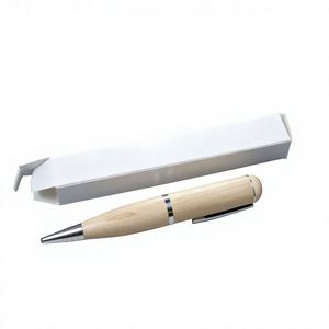 Stylo bille en bois naturel double usage avec clé USB et logo personnalisé pour entreprise, bureau, cadeau d'entreprise, souvenir - Product Image 2