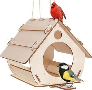 Özelleştirilebilir ahşap kuş besleyici <span class=keywords><strong>Birdhouse</strong></span> asılı DIY boyama meclisi açık hava bahçe dekorasyonu kuş kafesi evleri - Product Image 1