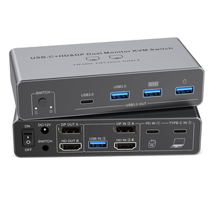 Commutateur <span class=keywords><strong>KVM</strong></span> SYONG double moniteur <span class=keywords><strong>USB</strong></span> <span class=keywords><strong>C</strong></span> DP <span class=keywords><strong>HDMI</strong></span> 2 ports 4K60Hz <span class=keywords><strong>HDMI</strong></span> 2.0 1.2 avec hub <span class=keywords><strong>USB</strong></span> 3.0 et charge PD - Product Image 1