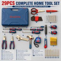 Ensemble d'outils à main professionnels de 29 pièces, kit d'outils de réparation générale pour la maison, avec boîte à outils en plastique portable pour le bricolage à domicile