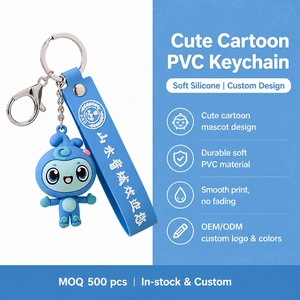 Cute <b>Cartoon</b> PVC Keychain Soft Silicone Key <b>Ring</b> Mascot Character Bag Charm Custom Logo Souvenir Keychain Wholesale Gift - Product Image 5