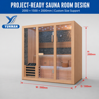 Sauna moderne extérieur avec douche intégrée, cabine de bien-être en bois massif, chauffage électrique, pré-assemblage, support usine