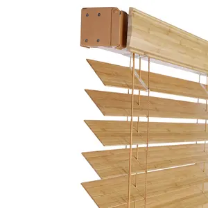 Precio de fábrica de diseño moderno de filtración de luz eléctrica Manual de bambú Horizontal persianas de ventana