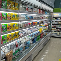 Vitrine réfrigérée à rideau d'air ouvert pour supermarché, pour fruits frais, légumes et boissons