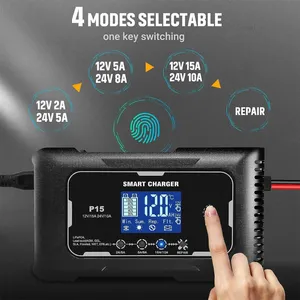 Cargador de Batería Inteligente para Automóvil y Motocicleta de 12V/15A 24V/10A para Baterías de Plomo-Ácido - Product Image 6